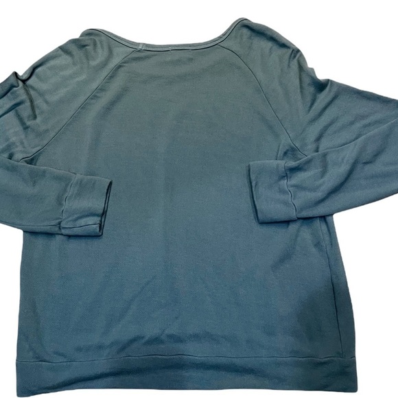 Sundry by Anthropologie Olive Green Soft French Terry Sweatshirt LOVE LIFE Sz M - Picture 5 of 7